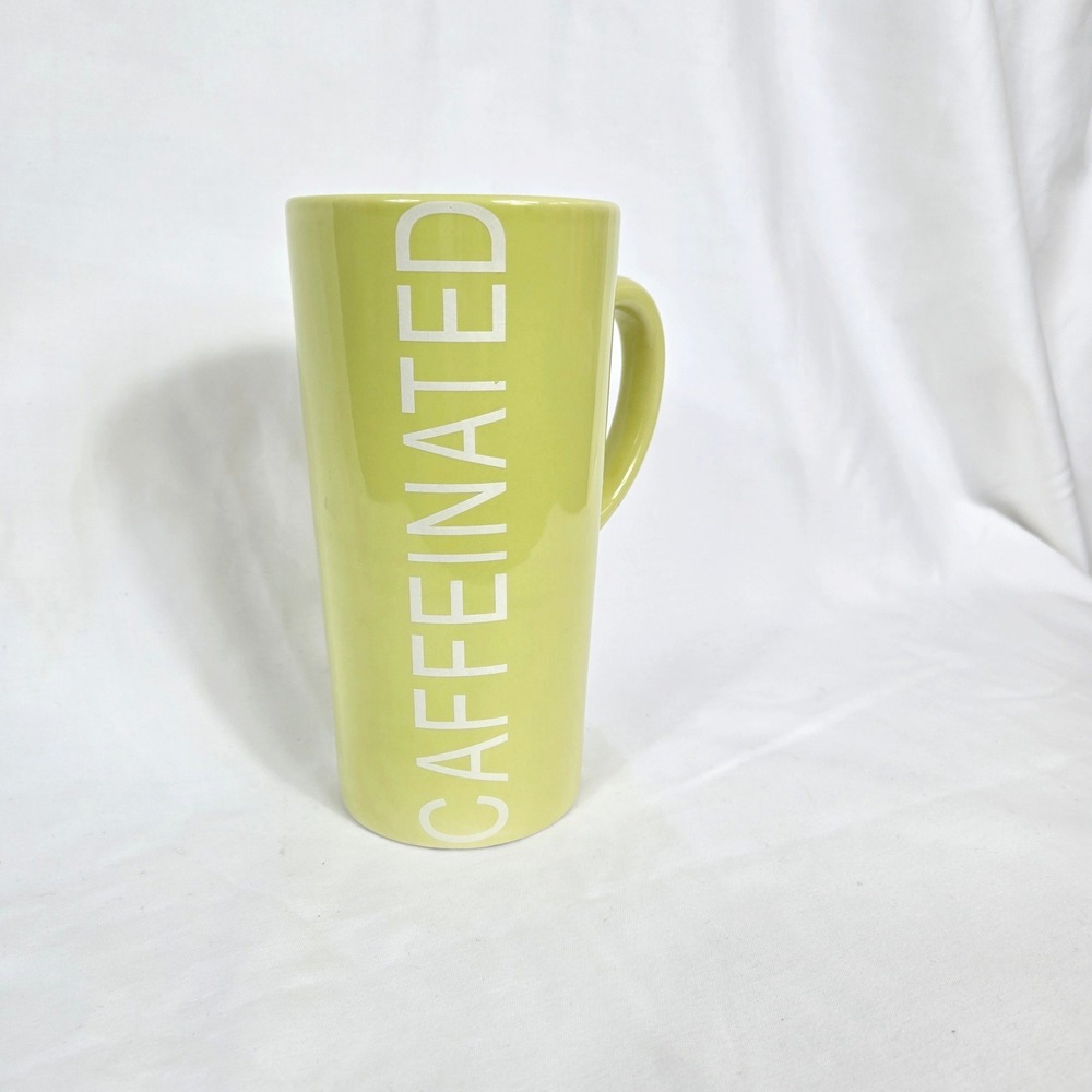 New Place New Space Lime Green CAFFEINATED Tall 20oz Coffee Tea Mug Y2K Novelty